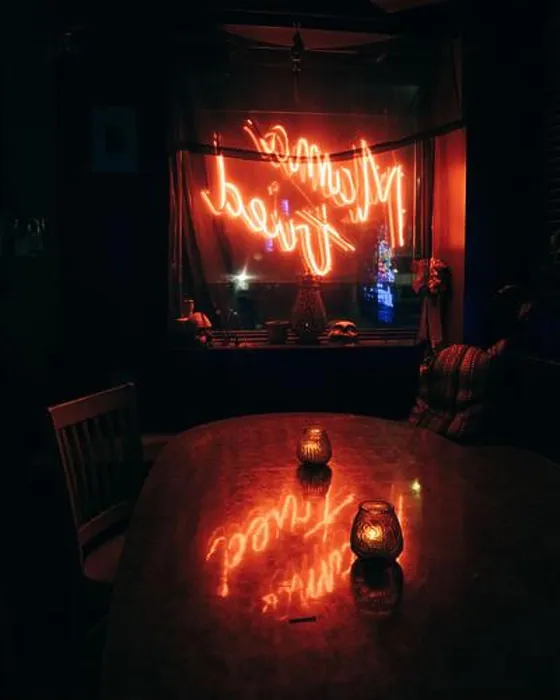 Framed Print : Mama Tried neon sign reflecting on a table, Brooklyn, New York Framed Print : Mama Tried neon sign reflecting on a table, Brooklyn, New York