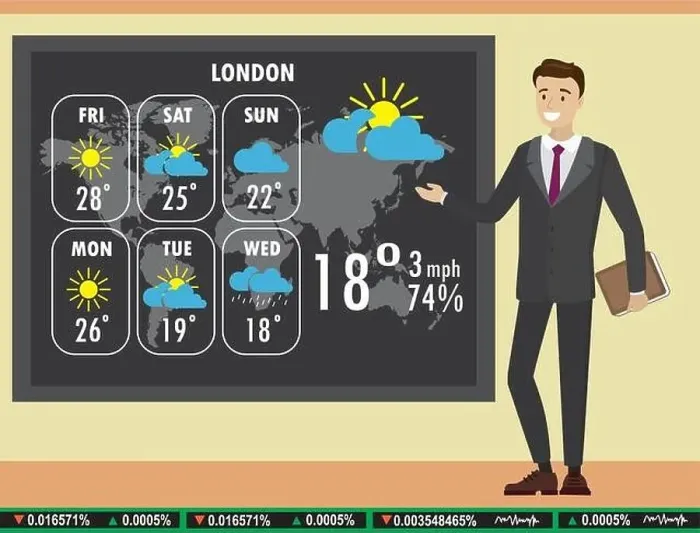 Framed Print : Man on TV tells a weather forecast, cartoon vector illustration Framed Print : Man on TV tells a weather forecast, cartoon vector illustration