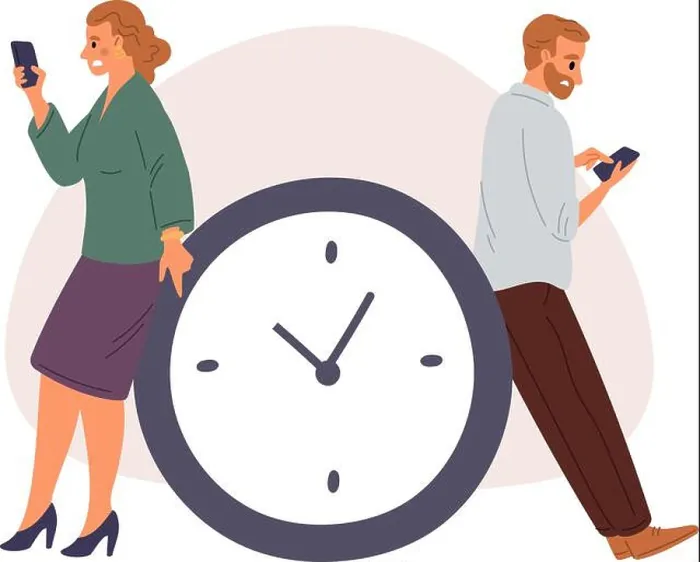 Framed Print : Man and woman with smartphone wasting their time Framed Print : Man and woman with smartphone wasting their time