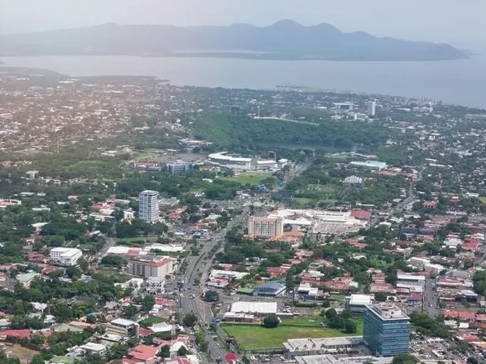 Framed Print : Managua, Nicaragua - August 16, 2024: Historical center in Managua town aerial drone view Framed Print : Managua, Nicaragua - August 16, 2024: Historical center in Managua town aerial drone view