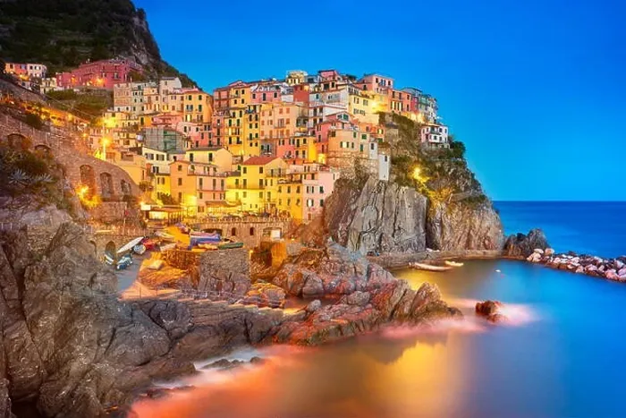 Framed Print : Manarola at evening dusk, Cinque Terre, Liguria, Italy Framed Print : Manarola at evening dusk, Cinque Terre, Liguria, Italy