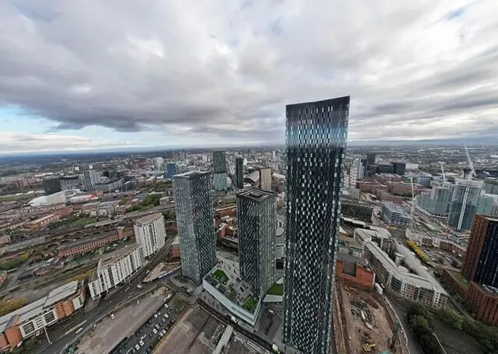 Framed Print : Manchester City Centre Drone Aerial View Above Building Work Skyline Construction Blue Sky 2023 Deansgate Framed Print : Manchester City Centre Drone Aerial View Above Building Work Skyline Construction Blue Sky 2023 Deansgate