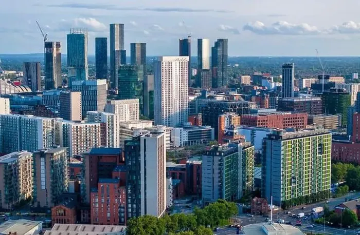 Framed Print : Manchester Cityscape, aerial image Framed Print : Manchester Cityscape, aerial image
