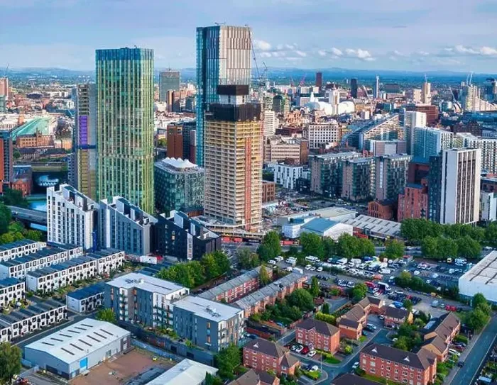 Framed Print : Manchester Cityscape, aerial image Framed Print : Manchester Cityscape, aerial image
