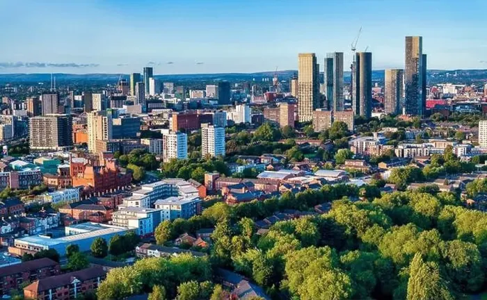 Framed Print : Manchester skyline from Trafford Bar Framed Print : Manchester skyline from Trafford Bar