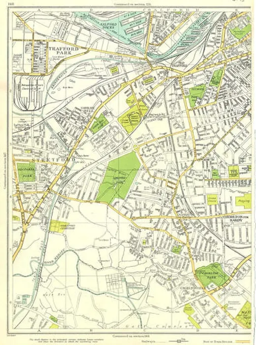 Framed Print : MANCHESTER Trafford Park Chorlton cum Hardy Old Trafford Stretford 1935 map Framed Print : MANCHESTER Trafford Park Chorlton cum Hardy Old Trafford Stretford 1935 map