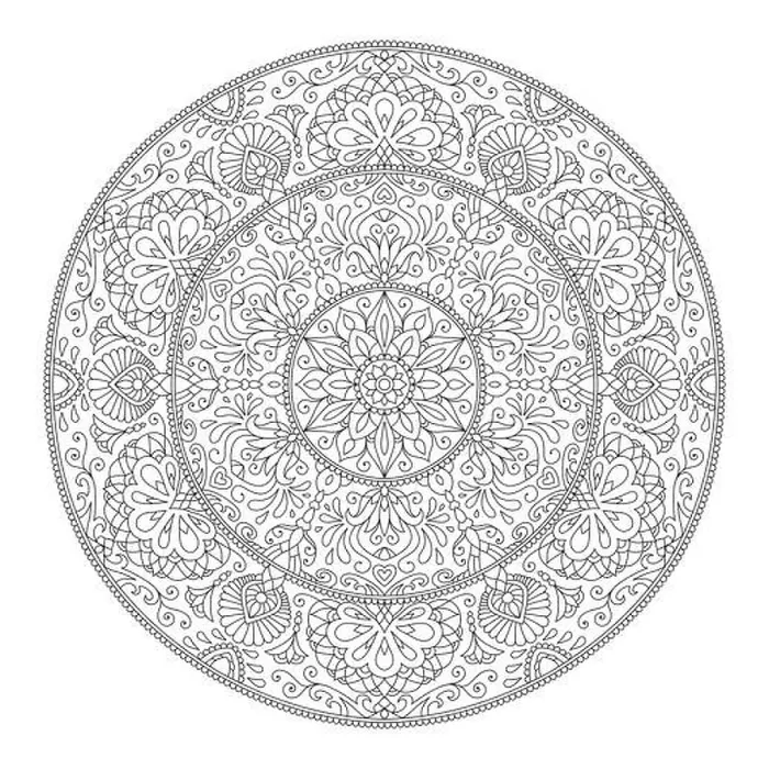 Framed Print : Mandala Coloring Page Flower Design Element for Adult Color Book