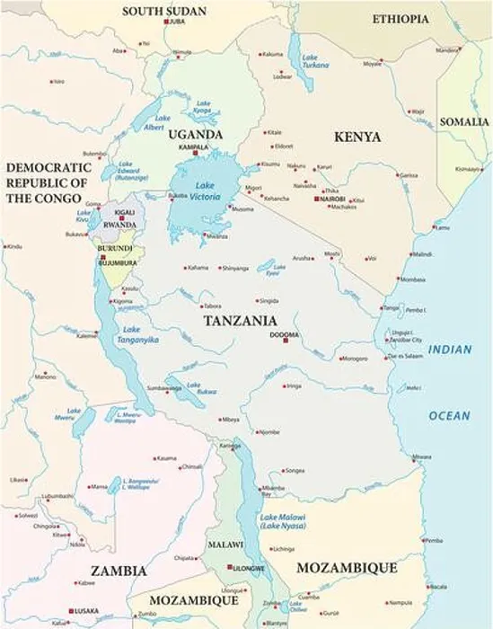 Framed Print : map of the African Great Lakes Framed Print : map of the African Great Lakes