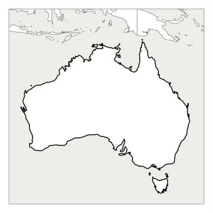 Framed Print : Map of Australia black thick outline highlighted with neighbor countries Framed Print : Map of Australia black thick outline highlighted with neighbor countries