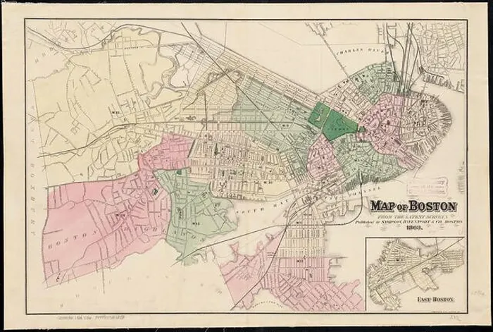 Framed Print : Map of Boston from the latest surveys Framed Print : Map of Boston from the latest surveys