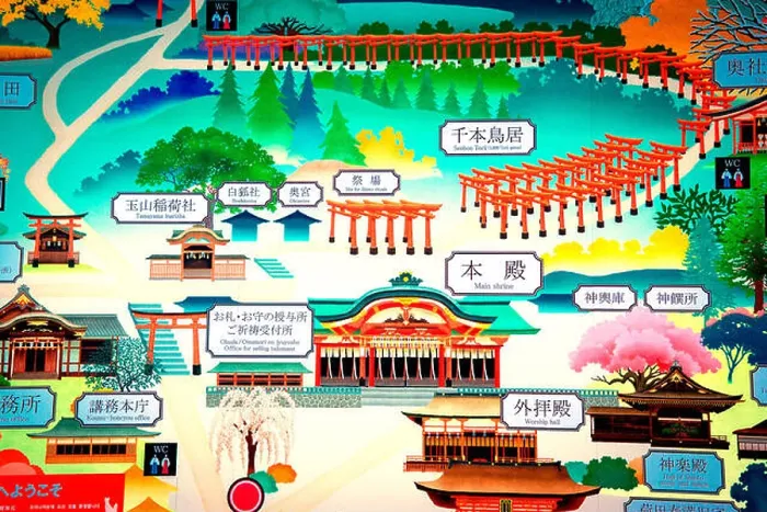 Framed Print : Map of Fushimi Inari Taisha in Kyoto, japan Framed Print : Map of Fushimi Inari Taisha in Kyoto, japan