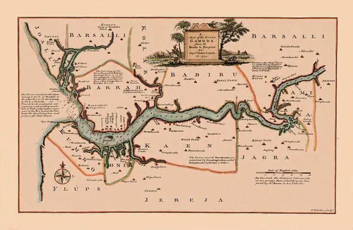 Framed Print : Map Of Gambia 1745 Framed Print : Map Of Gambia 1745