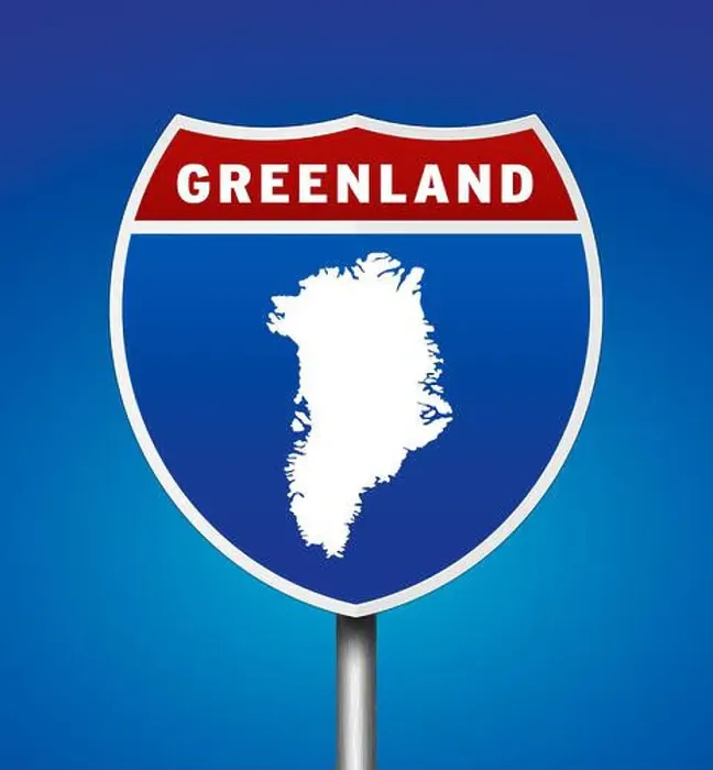 Framed Print : Map of Greenland on road sign Framed Print : Map of Greenland on road sign