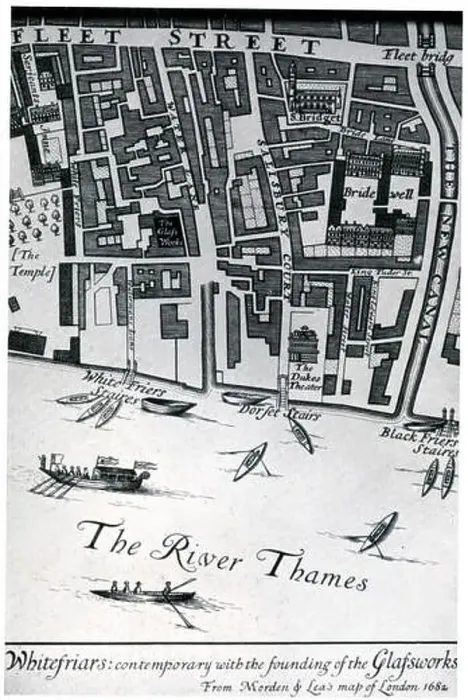 Framed Print : Map of London featuring Whitefriars, 1682 (1930).Artist: Morden & Lea Framed Print : Map of London featuring Whitefriars, 1682 (1930).Artist: Morden & Lea