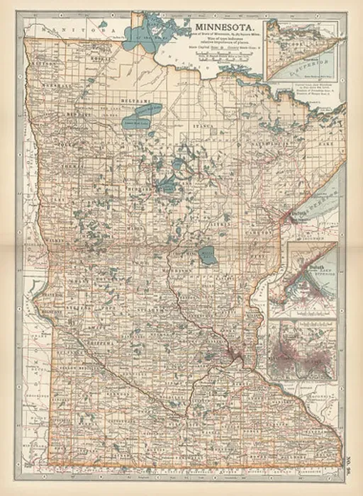 Framed Print : Map of Minnesota