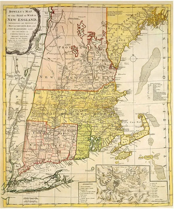 Framed Print : Map of New England 1776, Bowles, C Framed Print : Map of New England 1776, Bowles, C