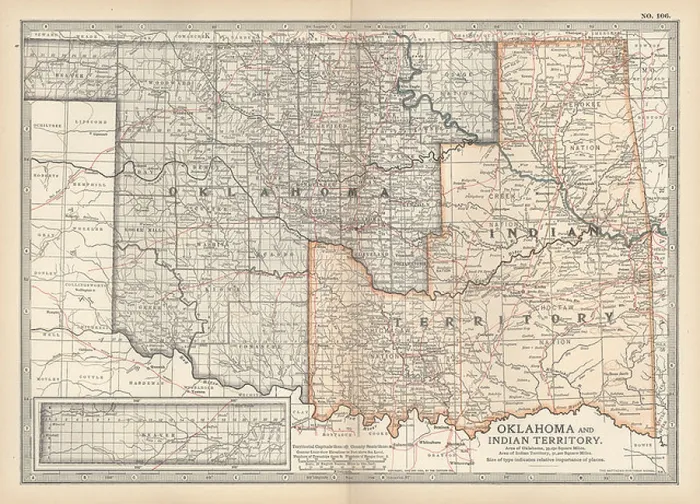 Framed Print : Map of Oklahoma and the Indian Territory Framed Print : Map of Oklahoma and the Indian Territory
