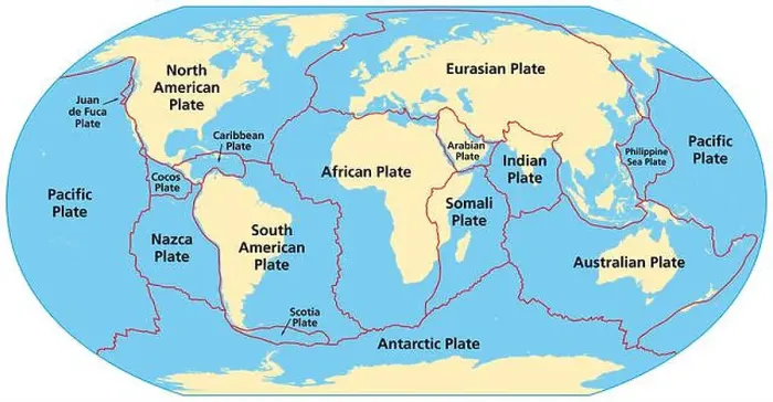 Framed Print : Map of the principal tectonic plates of the Earth Framed Print : Map of the principal tectonic plates of the Earth