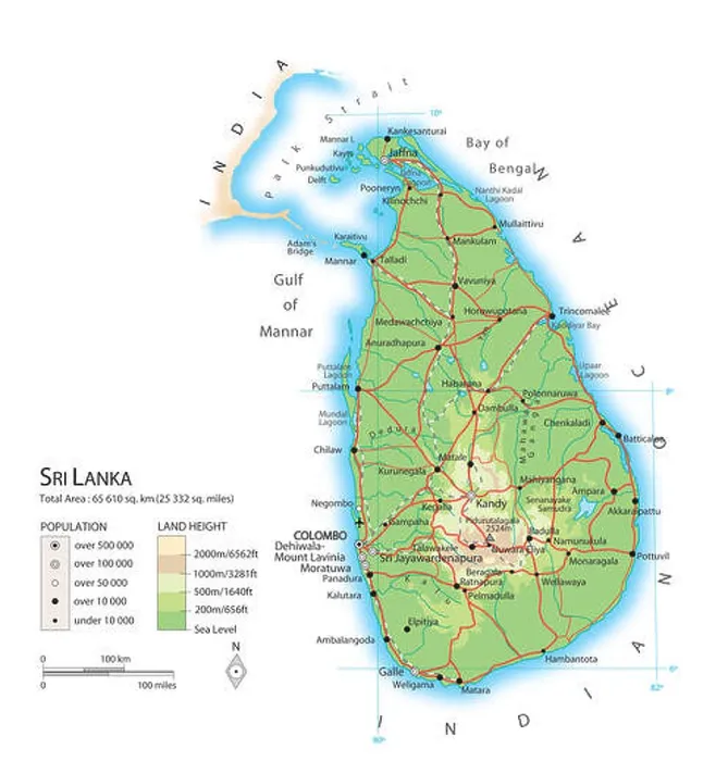 Framed Print : Map of Sri Lanka Framed Print : Map of Sri Lanka