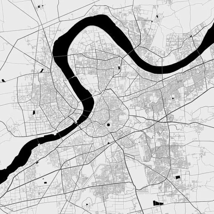 Framed Print : Map of Surat city. Urban black and white poster. Road map image with metropolitan city area view Framed Print : Map of Surat city. Urban black and white poster. Road map image with metropolitan city area view