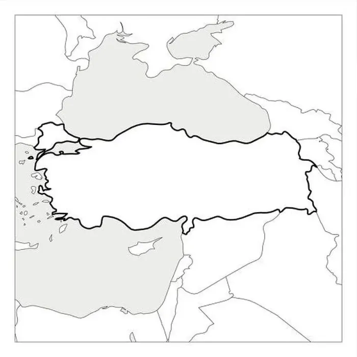 Framed Print : Map of Turkey black thick outline highlighted with neighbor countries Framed Print : Map of Turkey black thick outline highlighted with neighbor countries