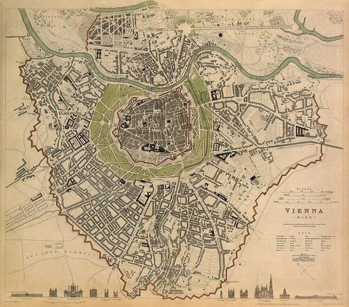 Framed Print : Map of Vienna 1833 Framed Print : Map of Vienna 1833