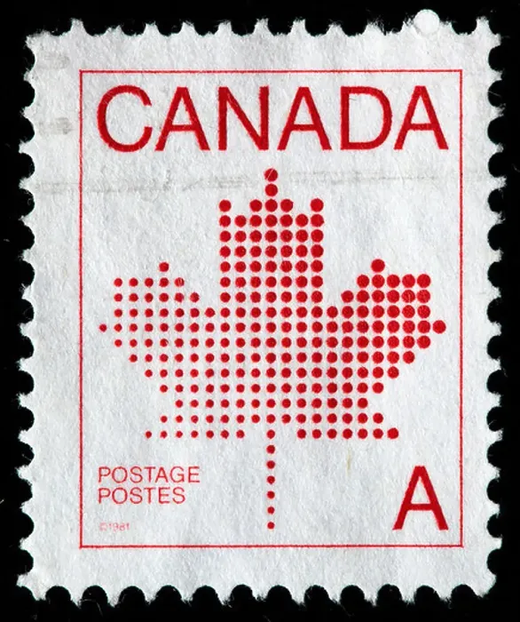 Framed Print : Maple leaf, postage stamp, Canada, 1981 Framed Print : Maple leaf, postage stamp, Canada, 1981