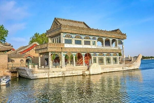 The Marble Boat at the shore of Kunming Lake, Summer Palace, Beijing, China