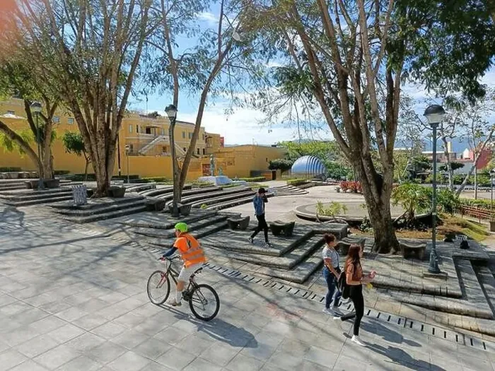 Framed Print : March 15 2023 - San Jose, Costa Rica in Central America: View of the outside of Plaza de la Democracia