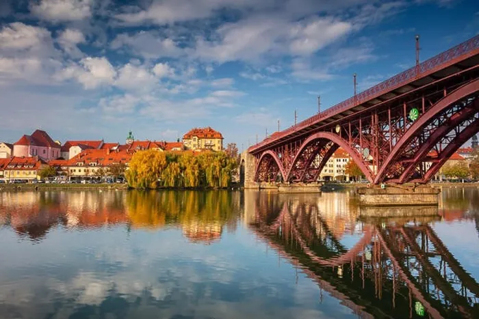 Framed Print : Maribor, Slovenia. Cityscape image of Maribor, Slovenia during autumn day with reflection of the city in Drava River Framed Print : Maribor, Slovenia. Cityscape image of Maribor, Slovenia during autumn day with reflection of the city in Drava River