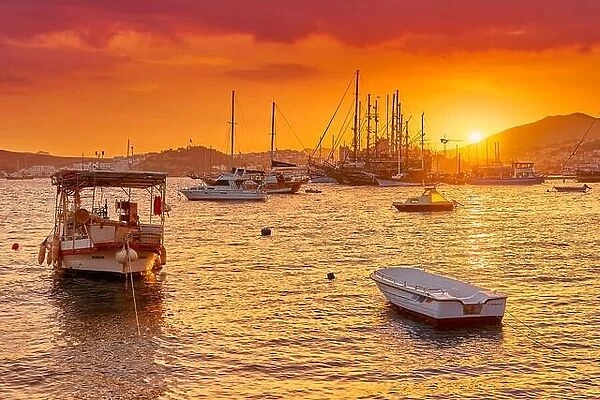 Marina at sunset, Bodrum, Turkey