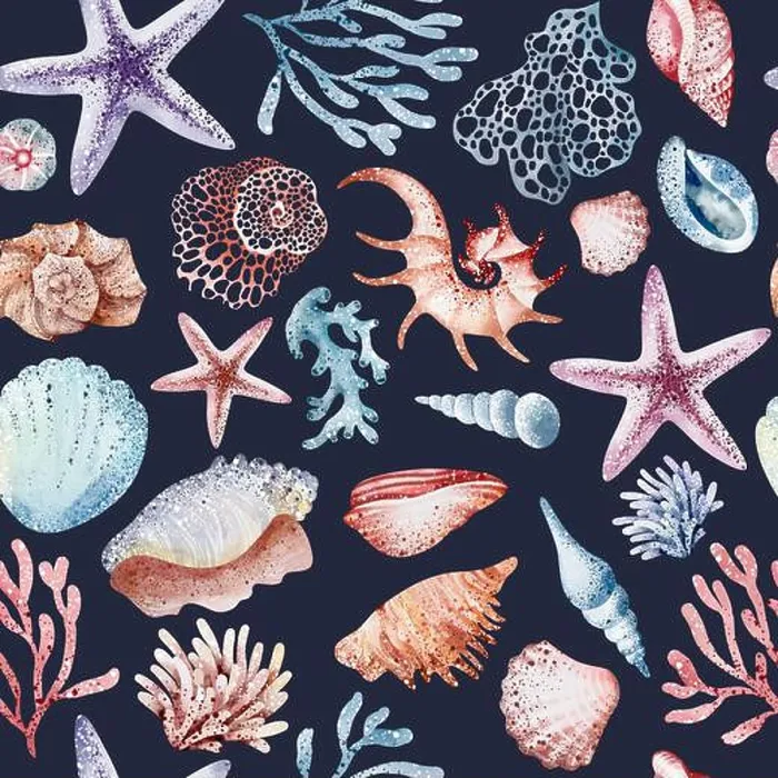Framed Print : Marine seamless pattern marine animals