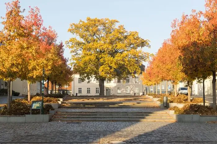 Framed Print : The marketplace in Strausberg glows with vibrant autumn colors Framed Print : The marketplace in Strausberg glows with vibrant autumn colors