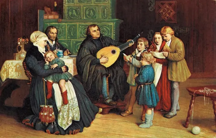 Framed Print : Martin Luther with his family by Gustav Spengenber Framed Print : Martin Luther with his family by Gustav Spengenber