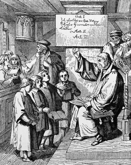 Framed Print : Martin Luther teaching Children during the Reformation in Germany Framed Print : Martin Luther teaching Children during the Reformation in Germany