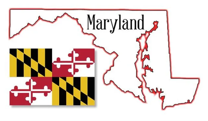 Framed Print : Maryland State Map and Flag Framed Print : Maryland State Map and Flag