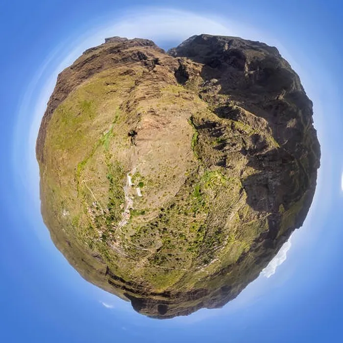 Framed Print : Masca Valley 360° Little Planet Framed Print : Masca Valley 360° Little Planet