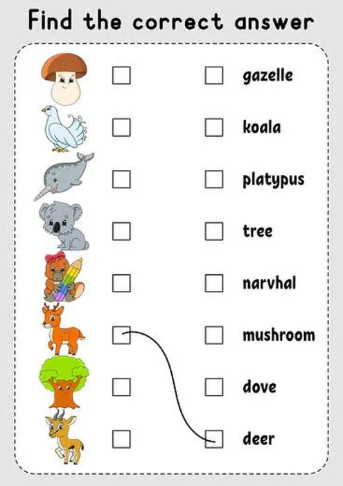 Framed Print : Matching game for kids. Learn English words. Education developing worksheet. Color activity page. Cartoon character