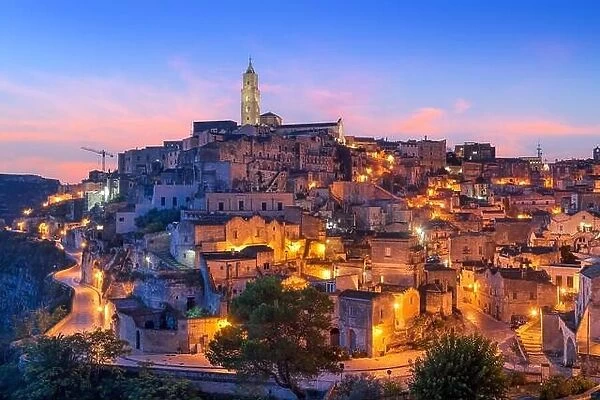 Matera, Italy ancient hilltop town in the Basilicata region at dawn