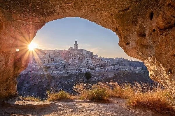Matera, Italy. Cityscape image of medieval city of Matera, Italy during beautiful summer sunset