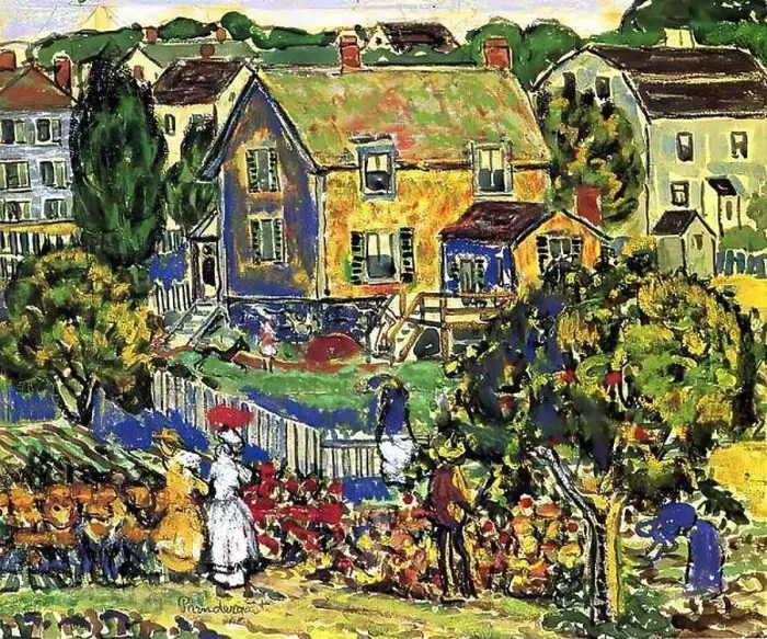 Framed Print : Maurice Prendergast - New England Village C 1919 Framed Print : Maurice Prendergast - New England Village C 1919