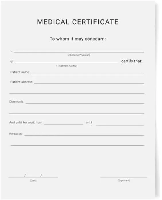 Framed Print : Medical certificate form. Sick leave pad template Framed Print : Medical certificate form. Sick leave pad template