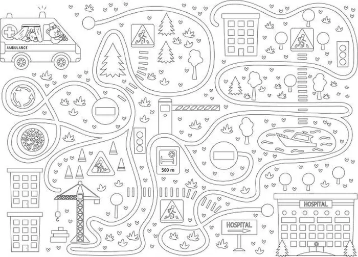 Framed Print : Medical maze for children on black background Framed Print : Medical maze for children on black background