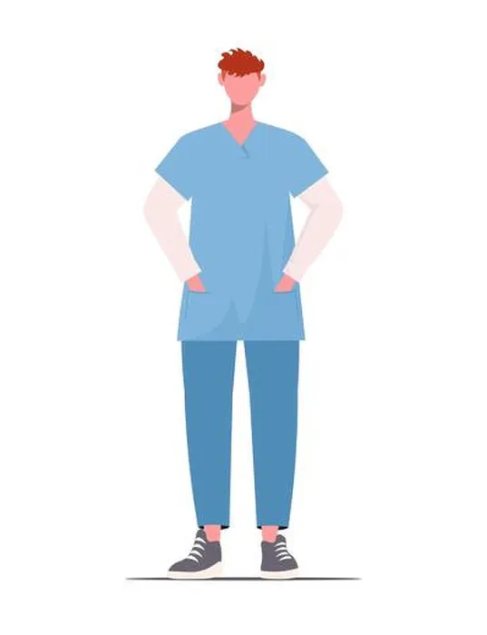 Framed Print : Medical staff in blue uniform isolated on white background Framed Print : Medical staff in blue uniform isolated on white background