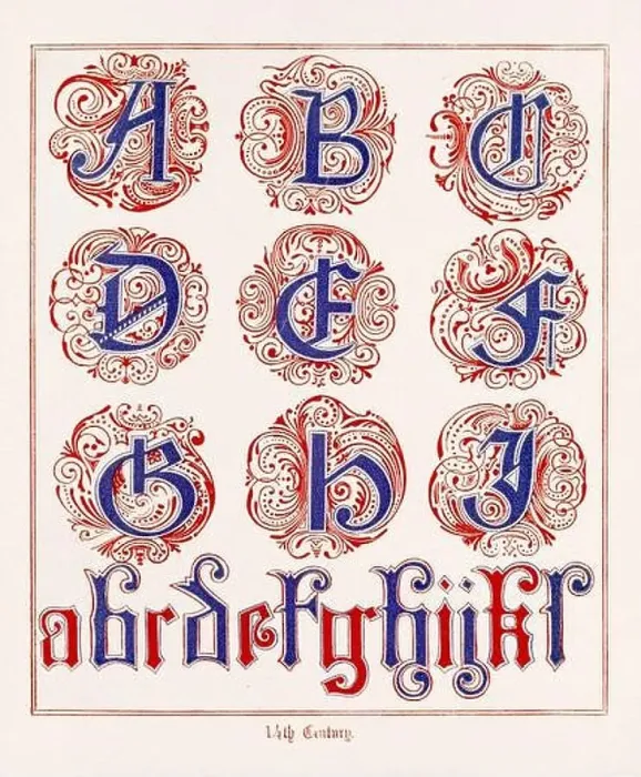 Framed Print : Medieval Alphabet initials Framed Print : Medieval Alphabet initials