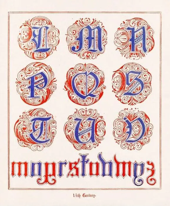 Framed Print : Medieval Alphabet initials Framed Print : Medieval Alphabet initials