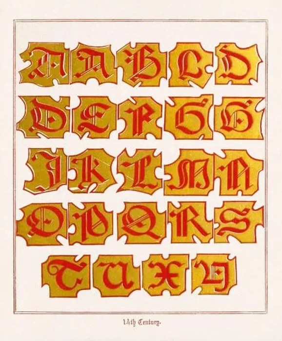 Framed Print : Medieval Alphabet initials Framed Print : Medieval Alphabet initials