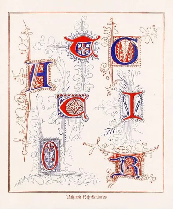 Framed Print : Medieval Alphabet initials Framed Print : Medieval Alphabet initials