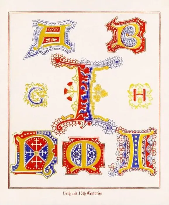Framed Print : Medieval Alphabet initials Framed Print : Medieval Alphabet initials