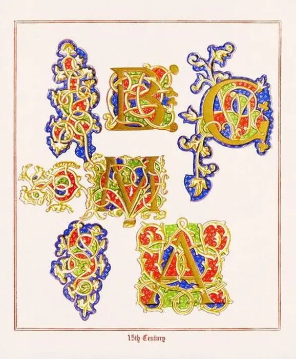 Framed Print : Medieval Alphabet initials Framed Print : Medieval Alphabet initials